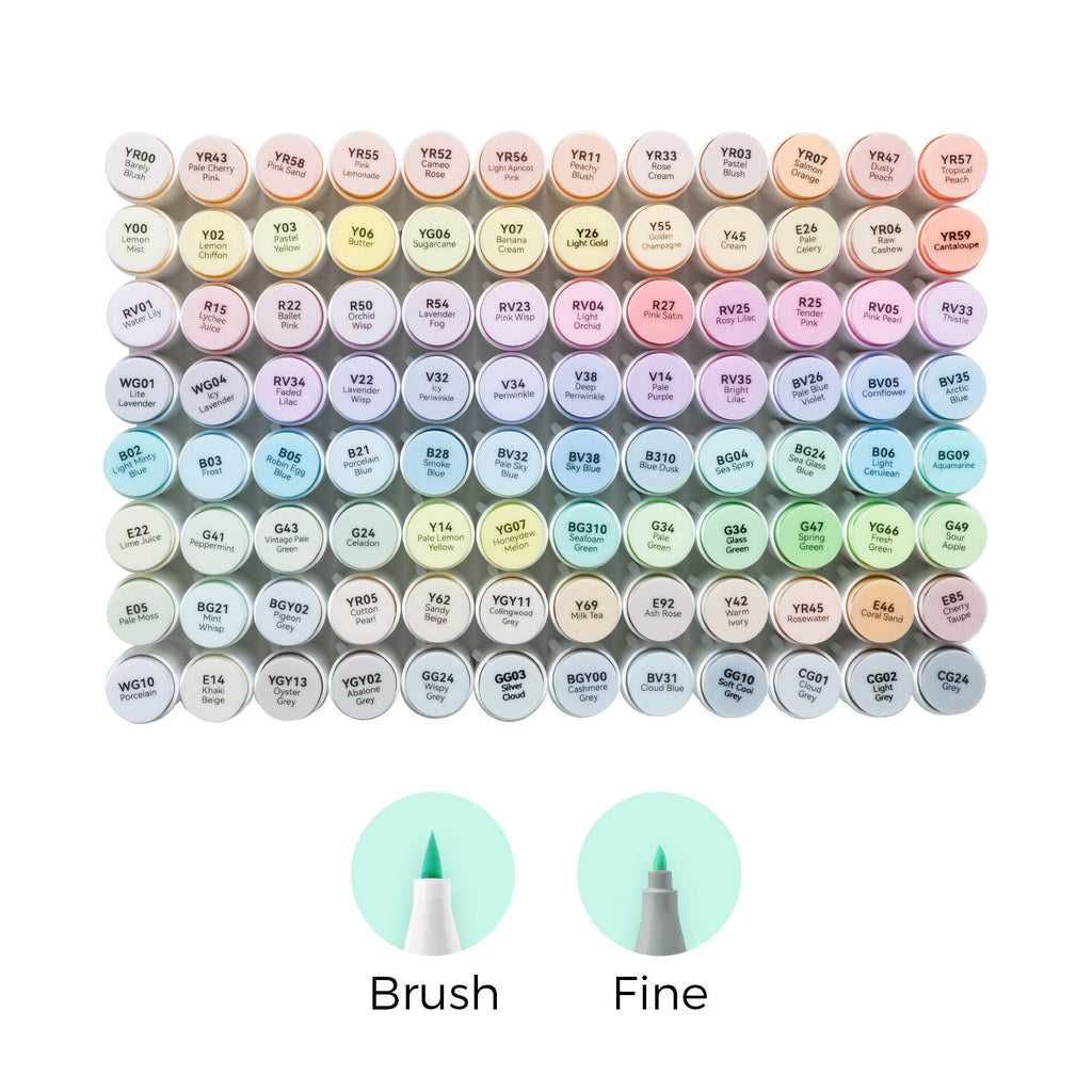 Ohuhu Honolulu 96 Pastel Colors Alcohol Art Markers - Sweetness & Blossoming (Australia Domestic Shipping)