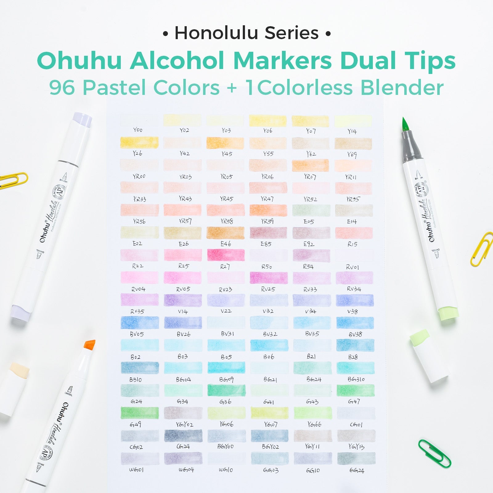Ohuhu Honolulu 96 Pastel Colors Alcohol Art Markers - Sweetness & Blossoming (Australia Domestic Shipping)