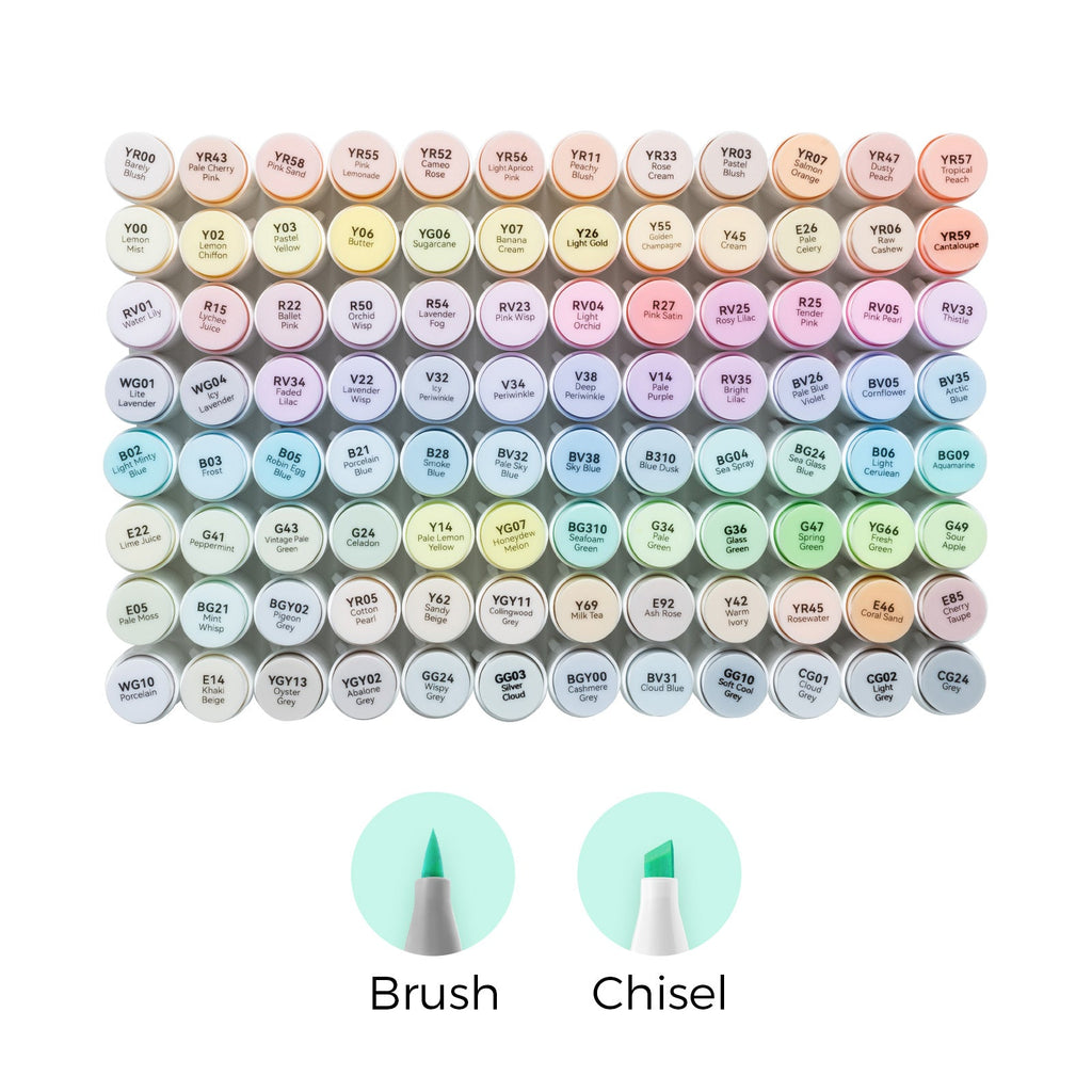 Ohuhu Honolulu 96 Pastel Colors Alcohol Art Markers - Sweetness & Blossoming (Australia Domestic Shipping)
