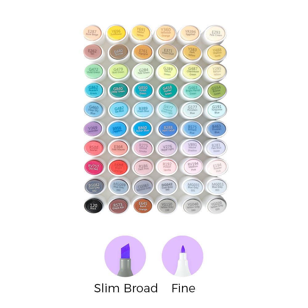 Ohuhu Kaala Dual Tips Alcohol Art Markers- 60 Colors Landscape Tone