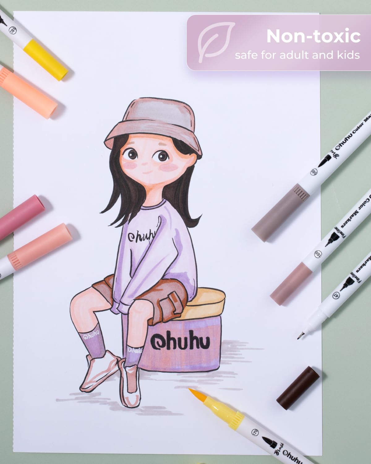 Ohuhu Maui 36 Skin Tone Colors Dual Tips Water Based Art Markers, Brush & Fineliner (Canada Domestic Shipping)