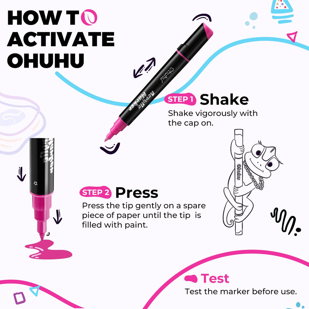 Ohuhu Dual Nib Waterproof Acrylic Pen 30 Colors (Mexico Domestic Shipping)