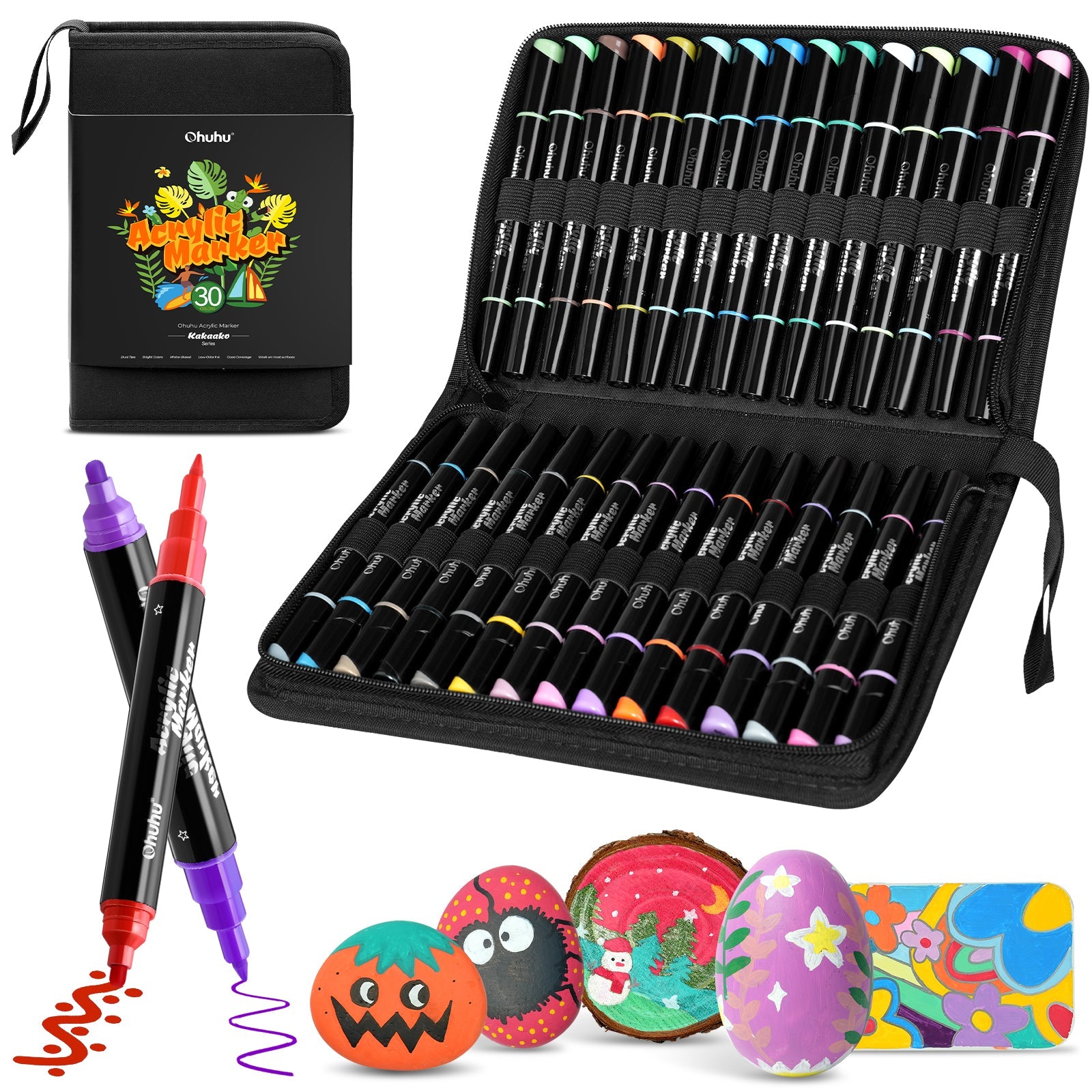 Ohuhu Dual Nib Waterproof Acrylic Pen 30 Colors (Mexico Domestic Shipping)