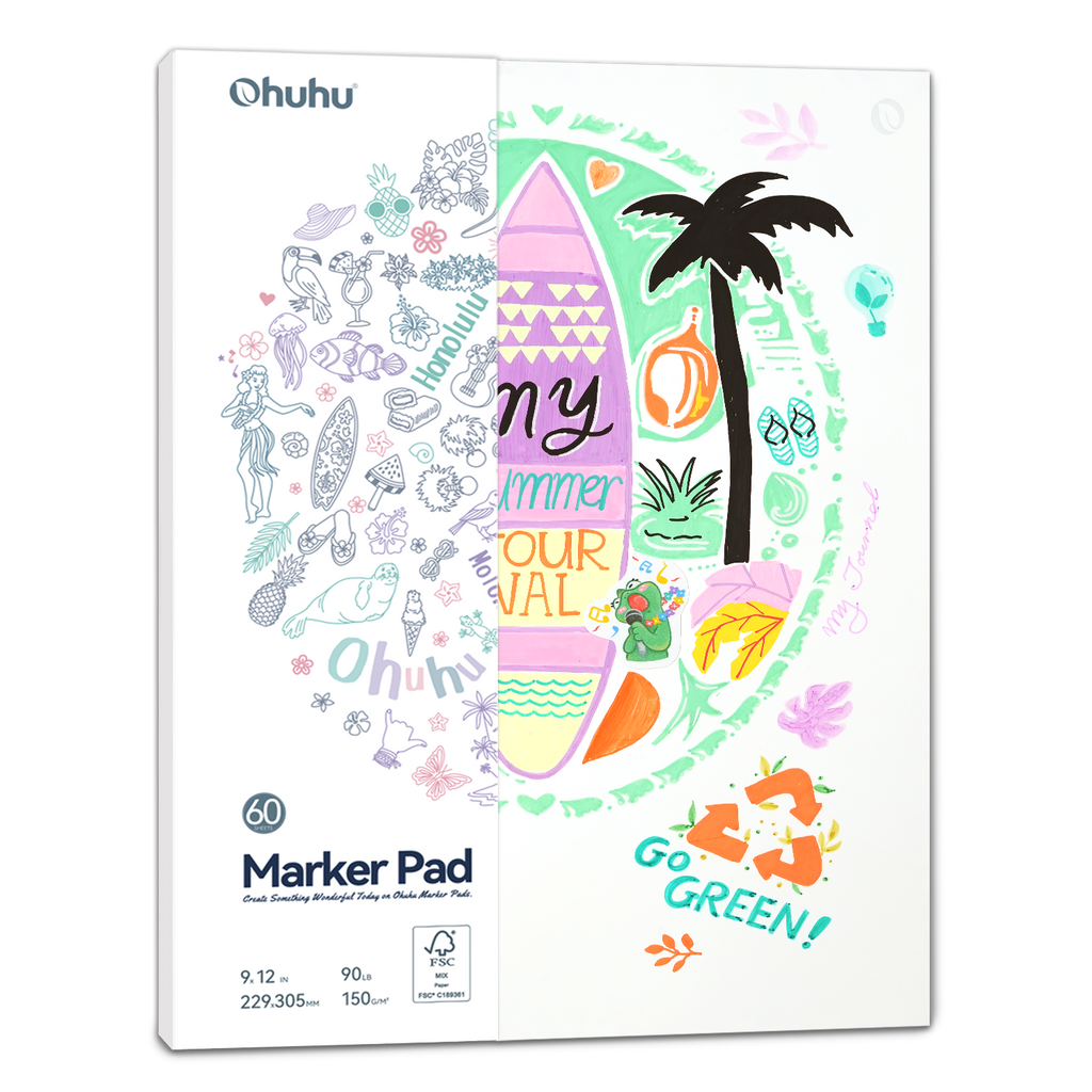 Ohuhu Bleedproof Double-Sided Marker Pad, Glue-Bound (Mexico Domestic Shipping)