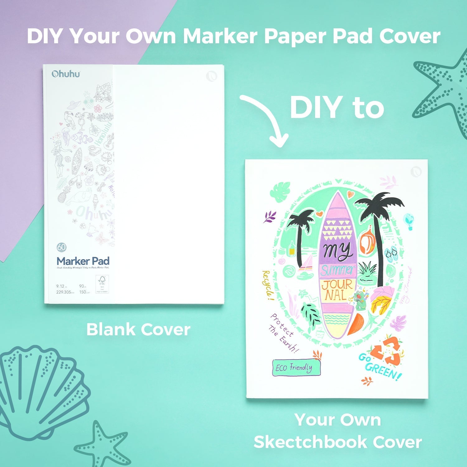 Ohuhu Bleedproof Double-Sided Marker Pad, Glue-Bound (Mexico Domestic Shipping)