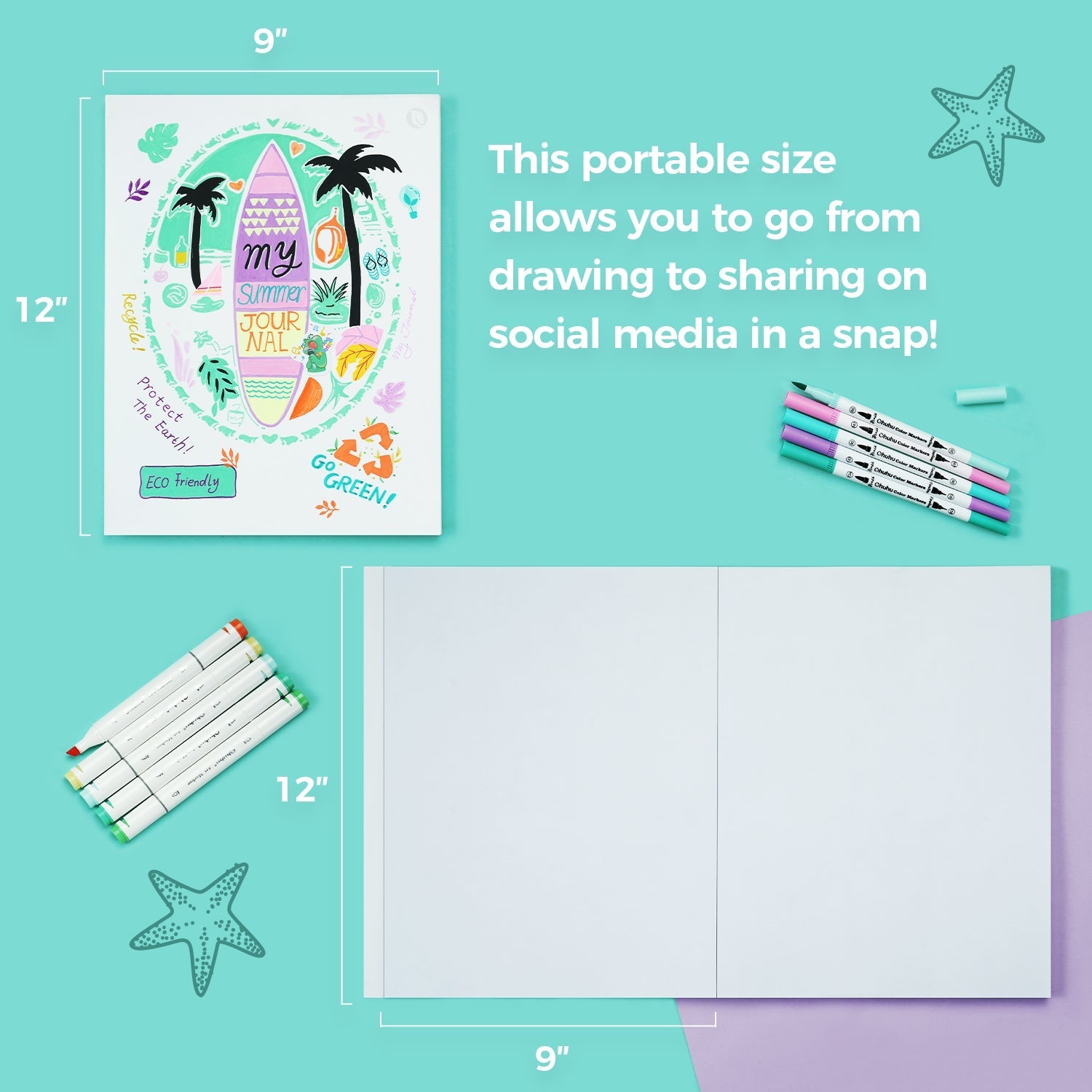 Ohuhu Bleedproof Double-Sided Marker Pad, Glue-Bound (Mexico Domestic Shipping)